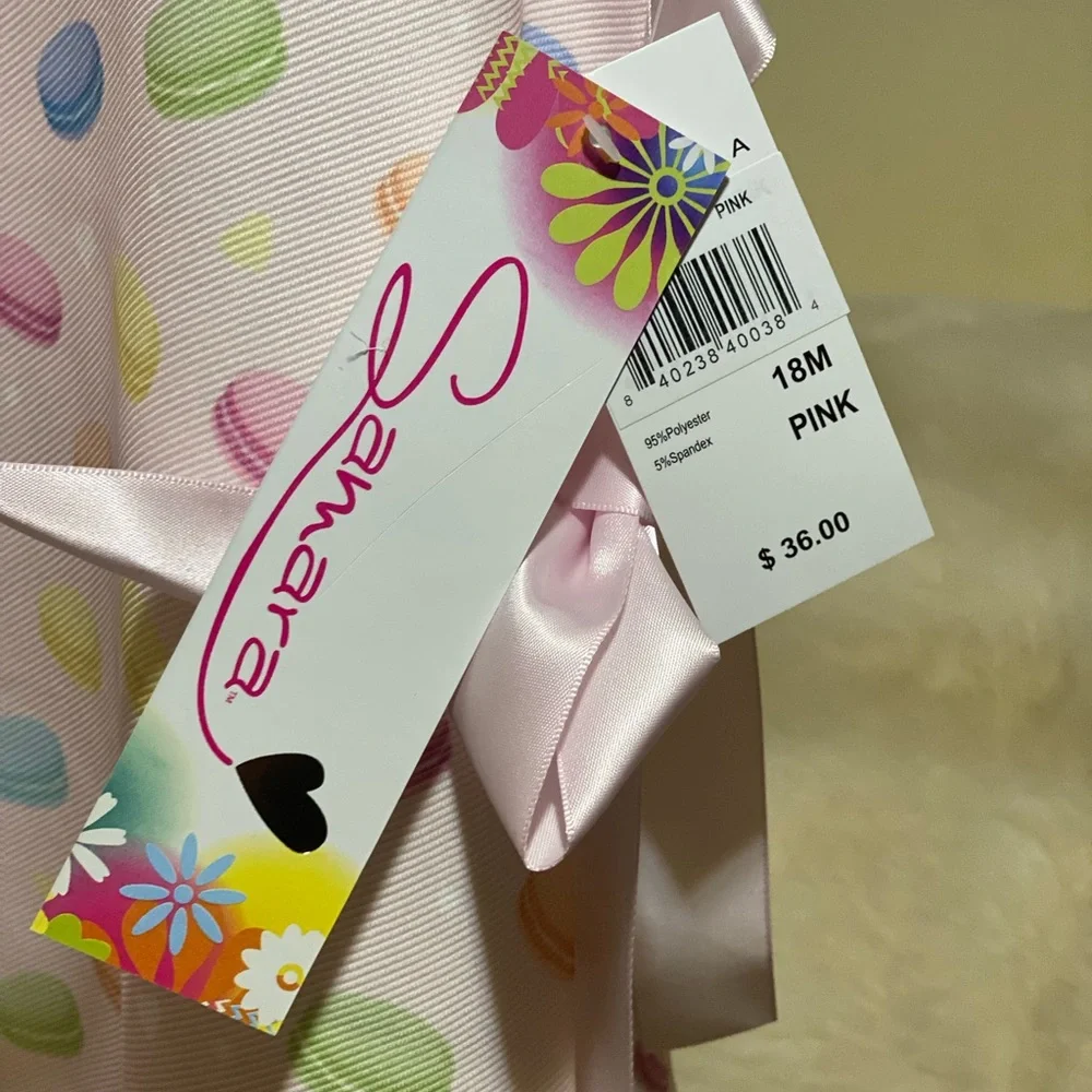 Samara Macaron Print Dress w/ Satin Ribbon 18 Months
